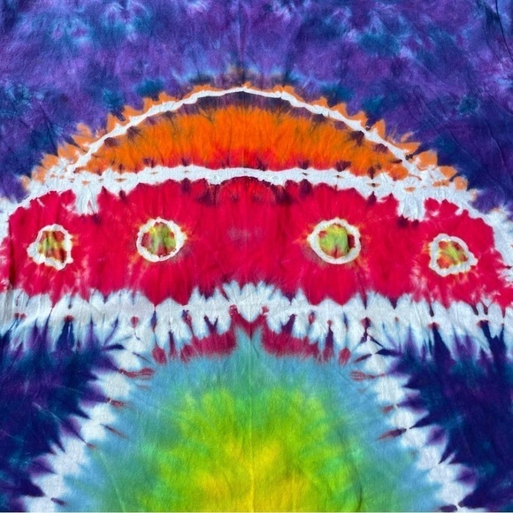 Tie dye double design UFO tractor beam and alien tshirt unisex 2XL crew blue - Picture 4 of 8